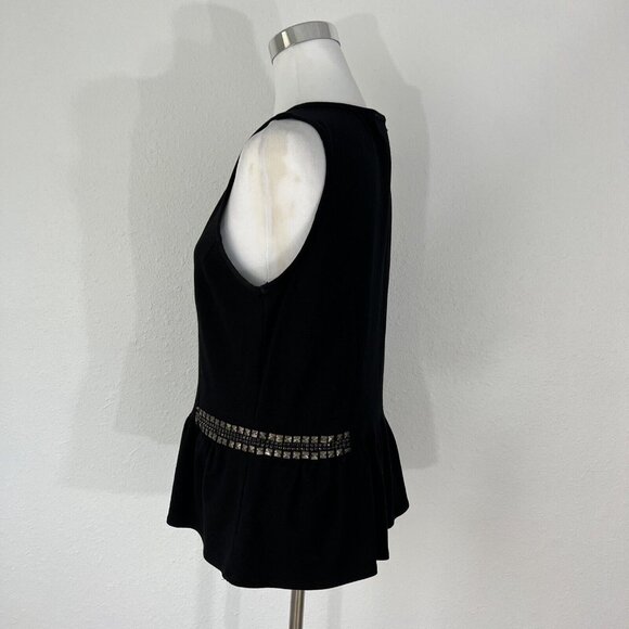 Design History Womans Blouse XXL Black Top Sleeveless Studded Embelished Stretch - Picture 6 of 16